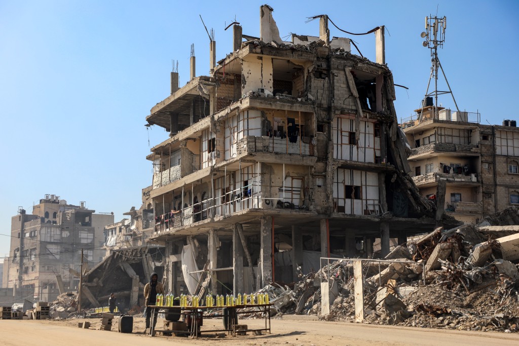 加沙到處頹垣敗瓦。新華社