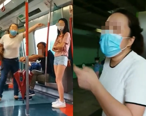 大媽指罵少女，口罩滑落露出鼻。香港突發事故報料區FB影片截圖