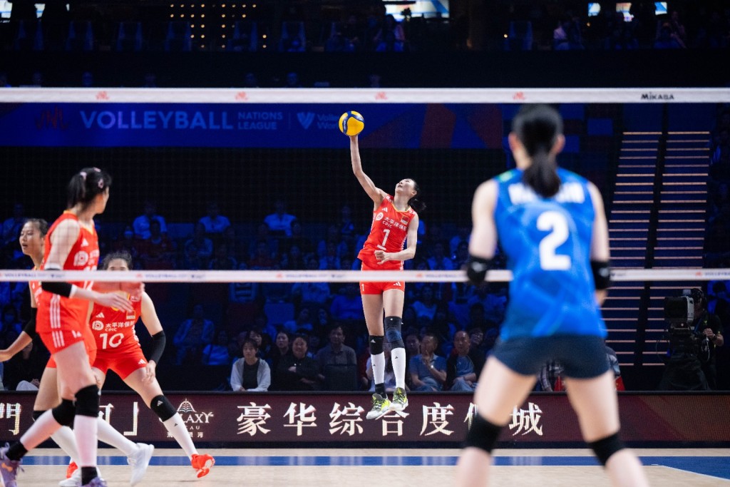 世界女排聯賽澳門站，中國女排力戰不敵日本女排。 公關圖片