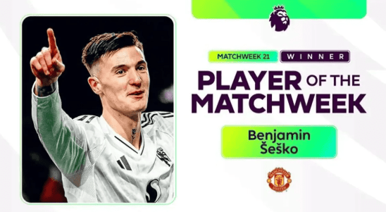 英超第21輪最佳球員得主，是前鋒施斯高。英超X圖片