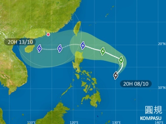 天文台預測「圓規」移動路徑。