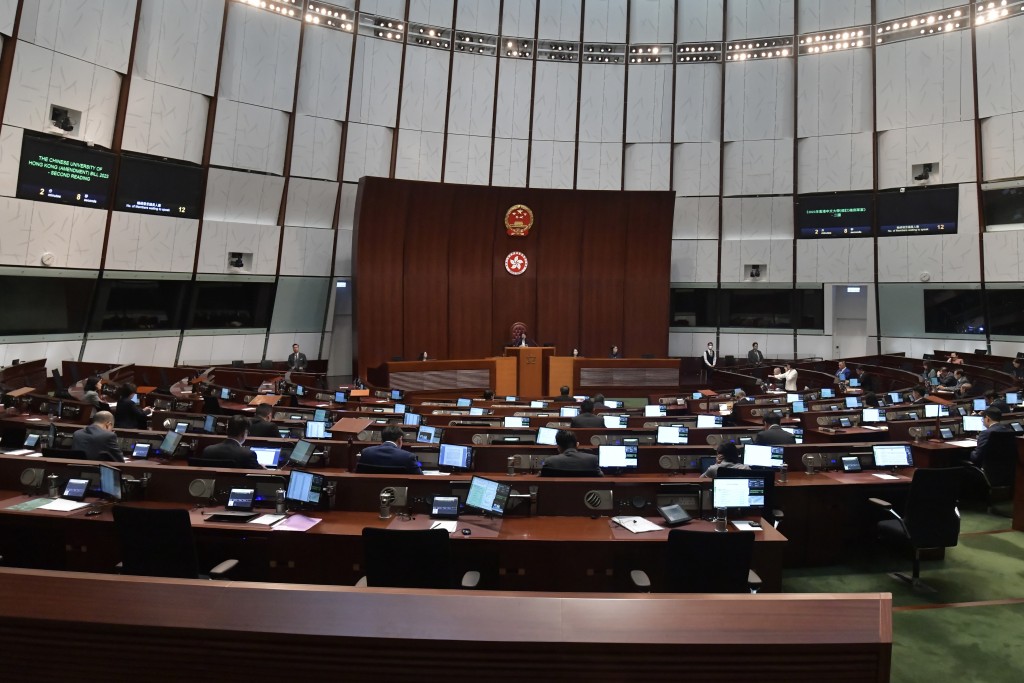 立法会《2023年香港中文大学(修订)条例草案》三读通过。陈极彰摄
