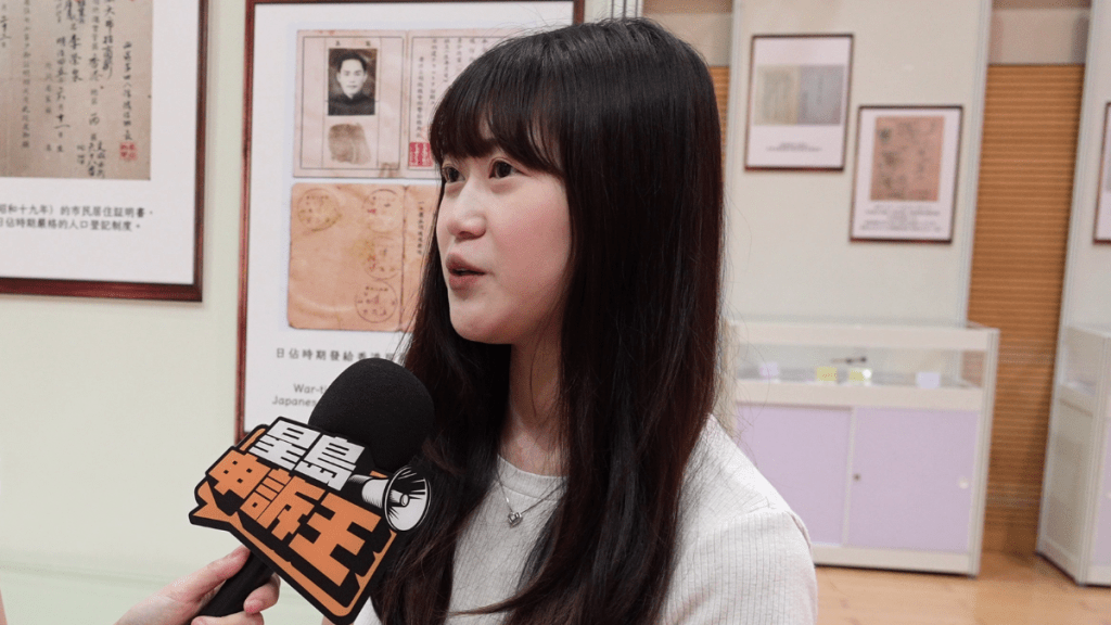 市民Yammy觀看展品後,明白到軍事國強的重要性,加強了身份認同。 市民Yammy觀看展品後,明白到軍事國強的重要性,加強了身份認同。