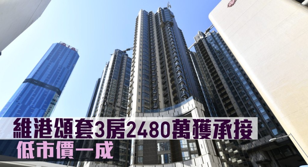 維港頌套3房2480萬獲承接,低市價一成。