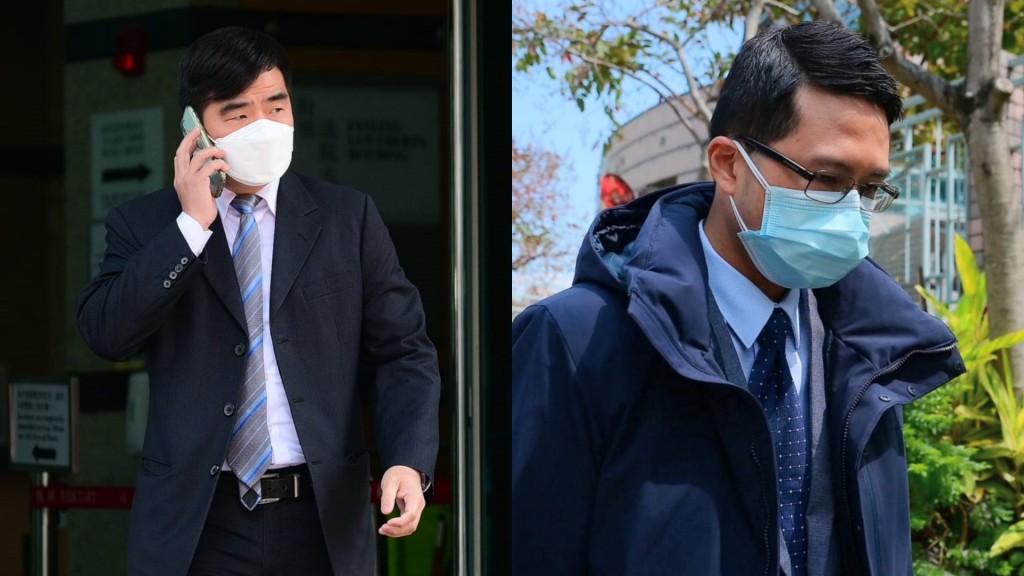 被告卢俊宇(右)及证人文嘉明(左)