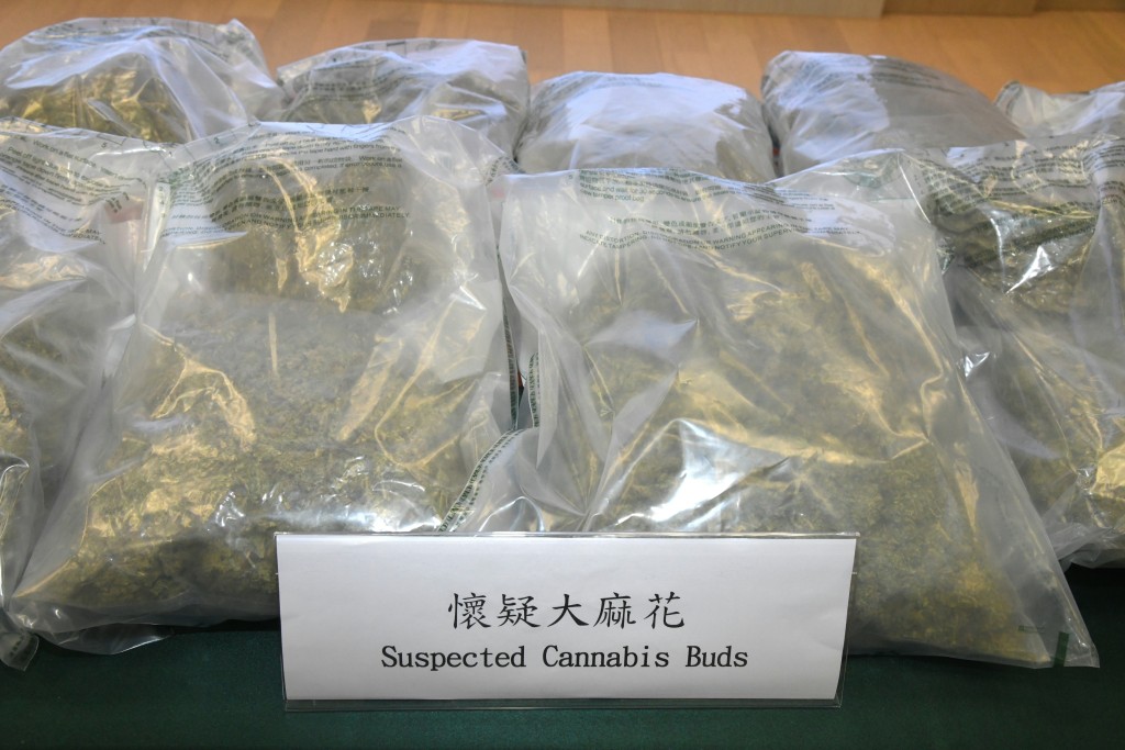 何佩珊指，大部分大麻都是在机场货运中检获。图为海关在机场检获怀疑大麻花。资料图片
