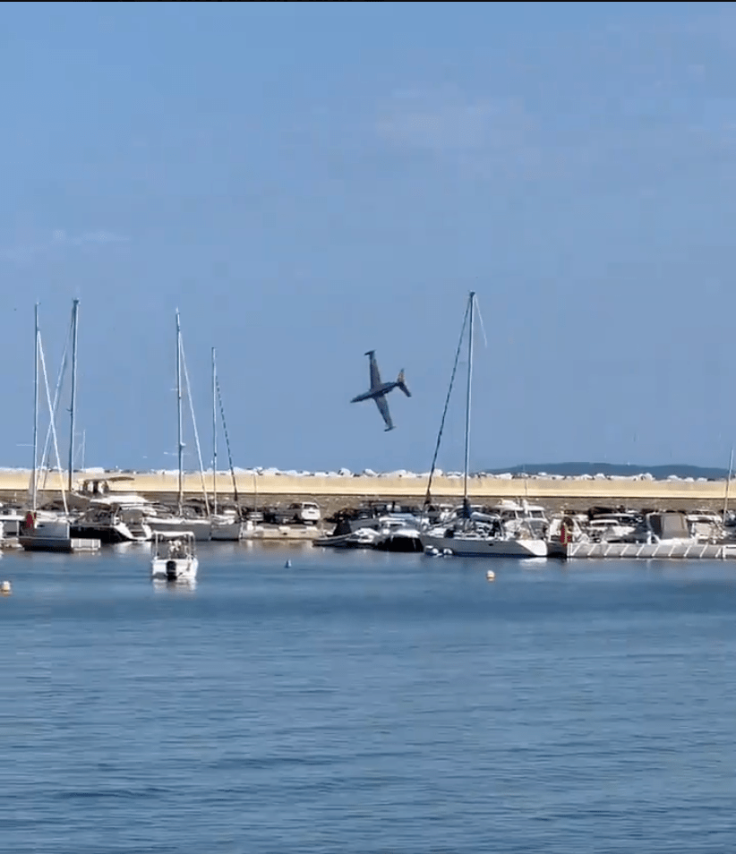 法國飛行表演飛機失事墜海，機師身亡。來源：X片段截圖