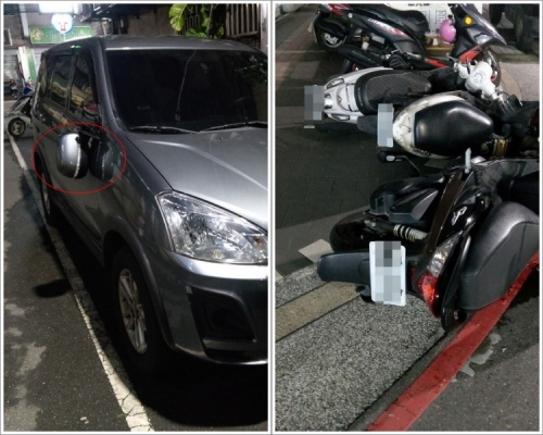 路邊25輛電單車被醉漢踢倒如骨牌效應。網圖