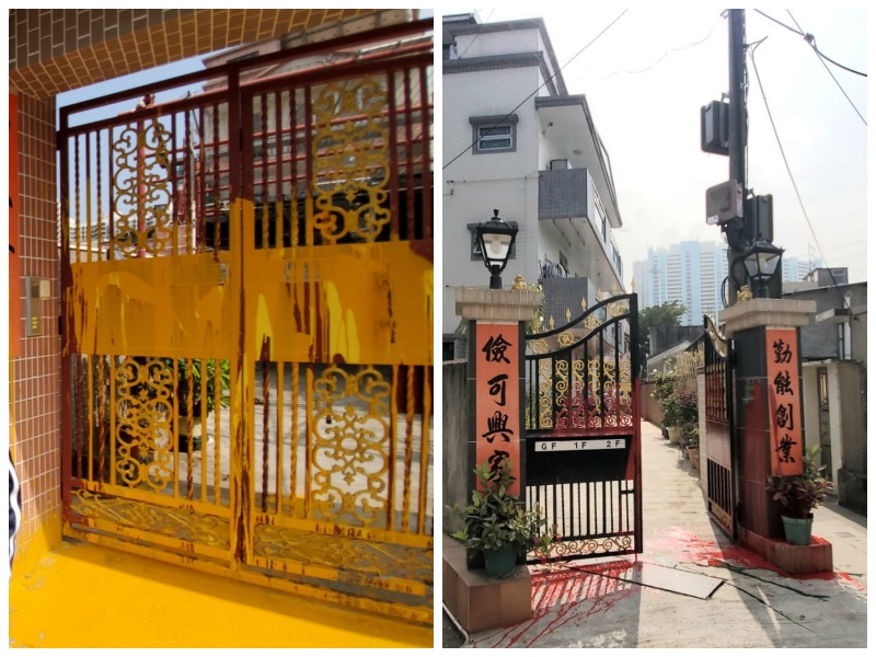 共有3間村屋被人淋油。林思明攝