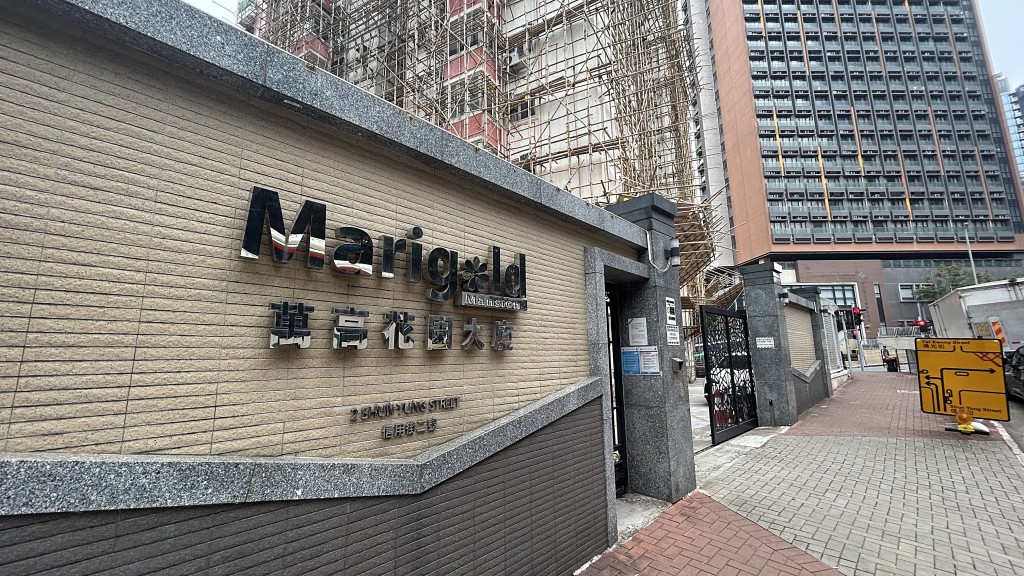 信用街2號一幢大廈正在維修中。蔡楚輝攝