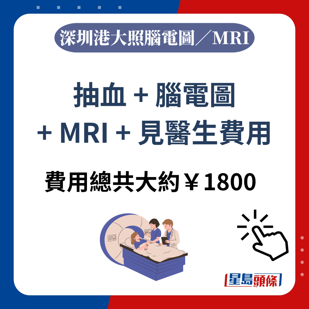 抽血 + 腦電圖  + MRI + 見醫生費用