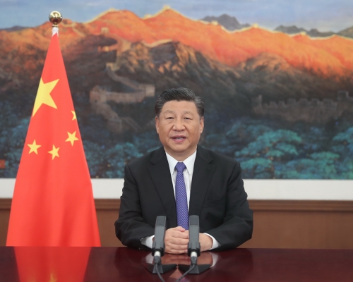 習近平在亞投行理事會年會網上會議開幕式致辭。央視圖片