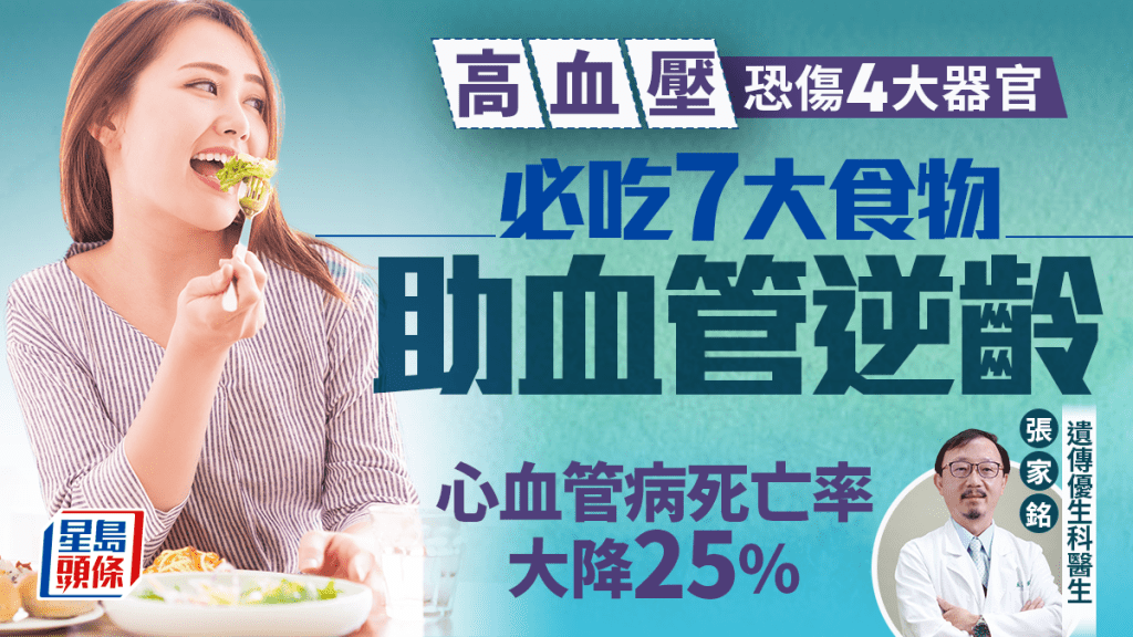 高血壓恐傷4大器官 醫生教必吃7大食物助血管逆齡 心血管病死亡率大降25%