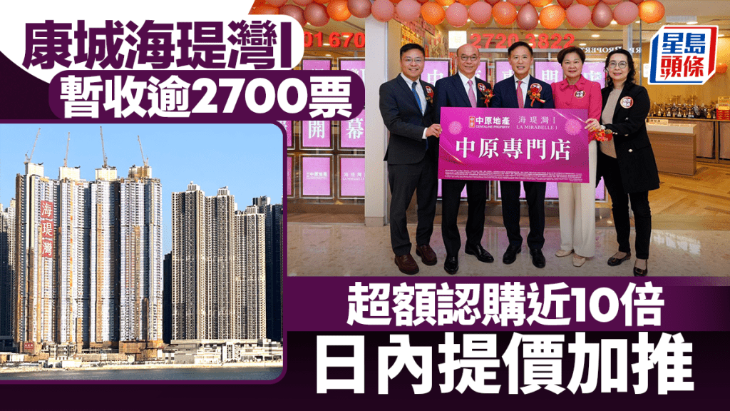 康城海瑅灣I暫收逾2700票 超額認購近10倍 日內提價加推