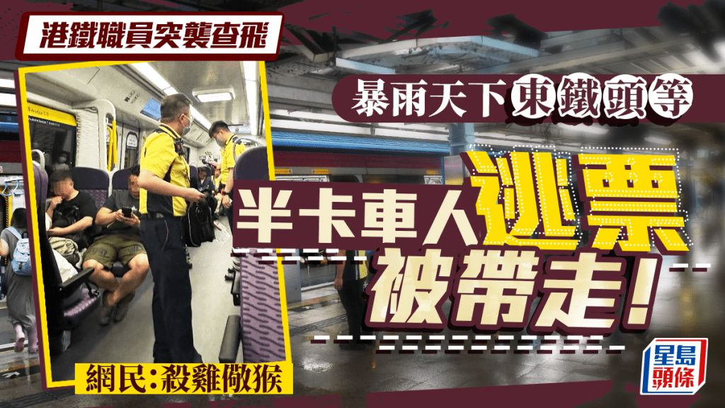 網民搭東鐵頭等遇職員查飛 直擊逾半卡車廂乘客逃票被帶走 港人：支持每班車都查飛