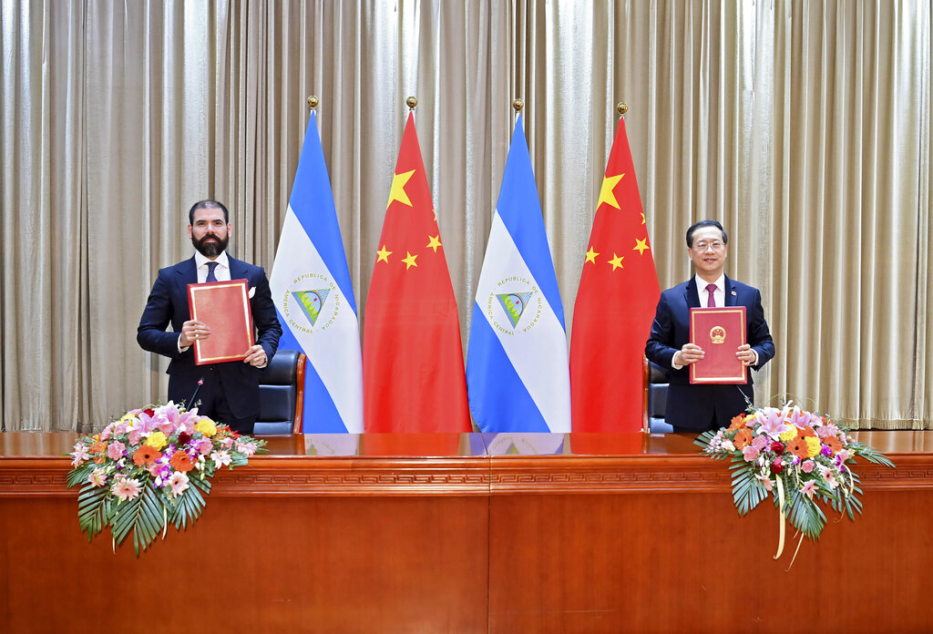 尼加拉瓜與台灣斷交當日，就與北京建交。美聯社圖片