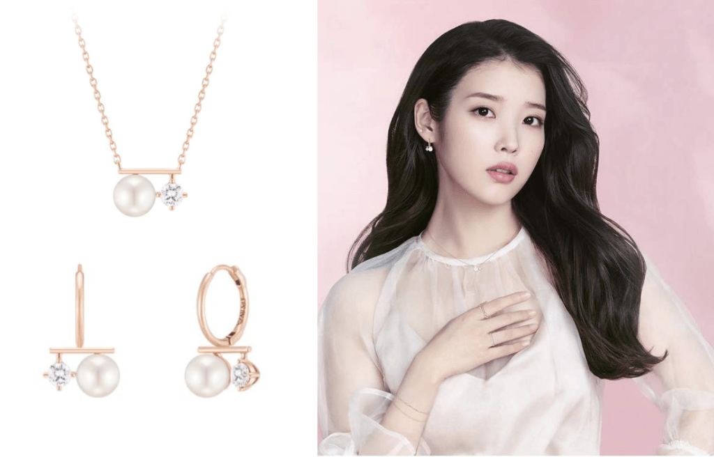 這款珍珠閃石項鏈與指環，為優雅女士味的造型進一步提升格調。