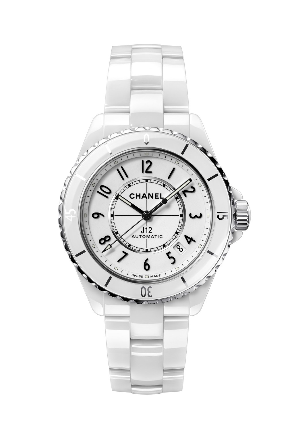 Chanel  J12 Watch Calibre 12.1, 38mm，錶殼：38mm陶瓷/ 機芯：Calibre 12.1自動/ 售價：$63,800。