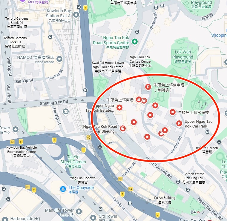 牛頭角上邨位處市區且毗鄰港鐵站。Google地圖截圖