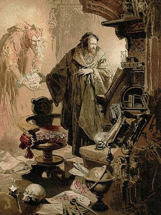 不只中國的《孟子》，德國大文豪約翰．沃爾夫岡．歌德（Johann Wolfgang von Goethe，1749-1832）的詩劇名作《浮士德》（Faust），亦與人心墮落的主題相關。故事大意謂煉金師浮士德召喚出魔鬼梅菲斯特，並答應向魔鬼出賣靈魂，以換取永恒的知識。