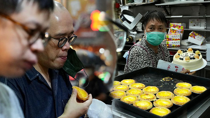 九龍城豪華餅店今日結業，多名街坊冒雨到場買蛋撻。