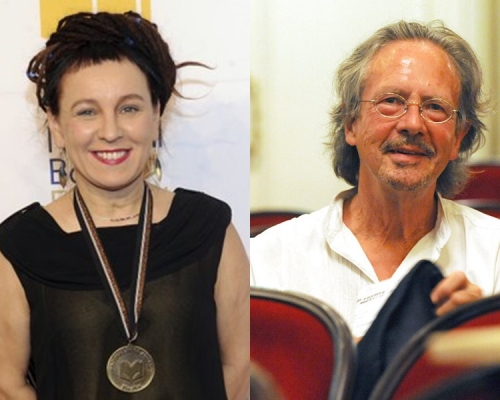 波蘭女作家Olga Tokarczuk（左）及奧地利作家Peter Handke（右）。AP