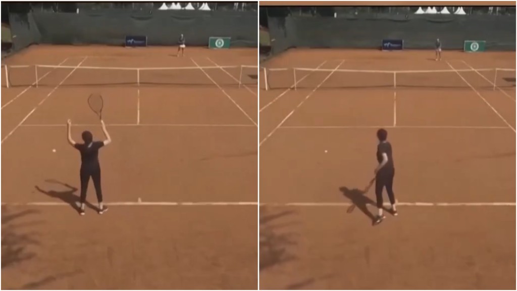 埃及選手Hajar Abdelkader靠外卡參加網球巡迴賽，超差水平震撼網友。 CGTN Africa截圖