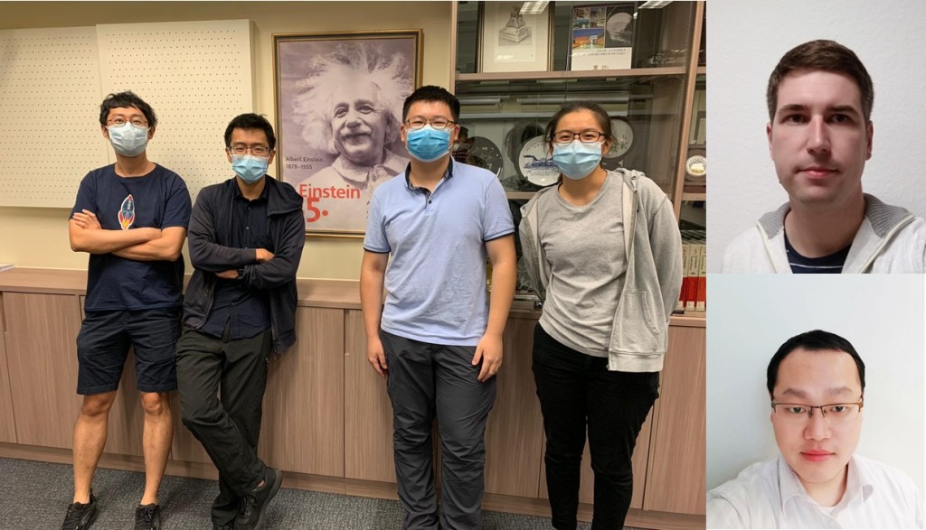 研究團隊成員:(左起) 楊森、洪兆輝、陳一帆及盧穎琪。訪問學者Kim Kafenda、前中大研究助理教授夏慷蔚。中大提供