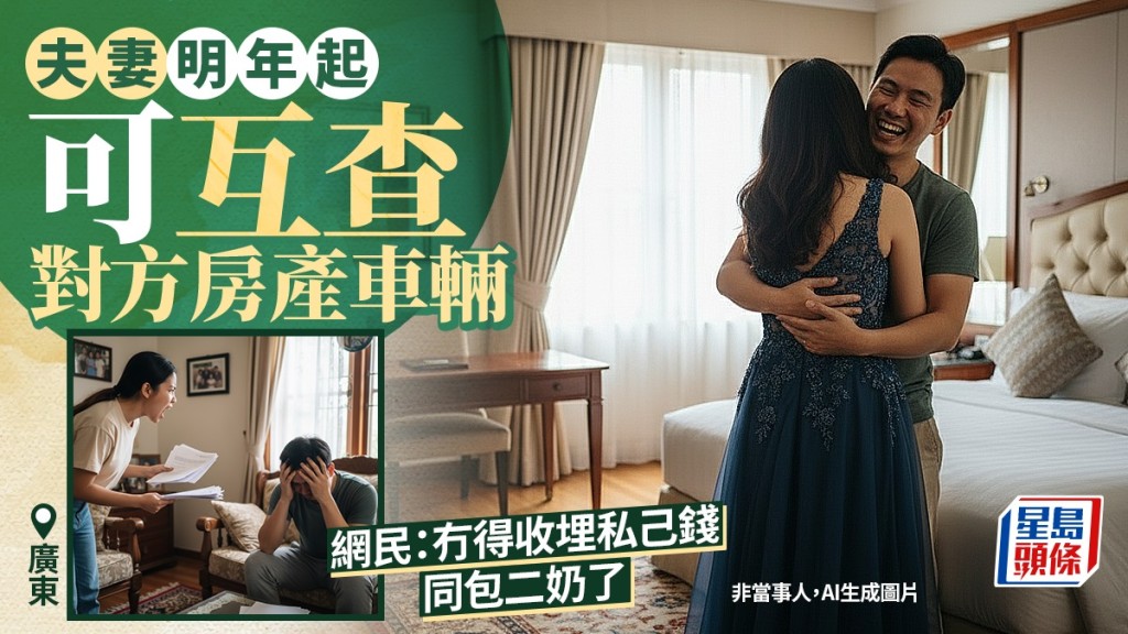 廣東夫妻明年起,可互查對方房產車輛。