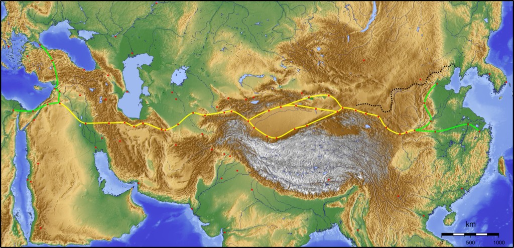 絲綢之路路線圖（維基百科圖片）