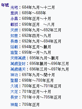 武則天年號表 武則天年號表