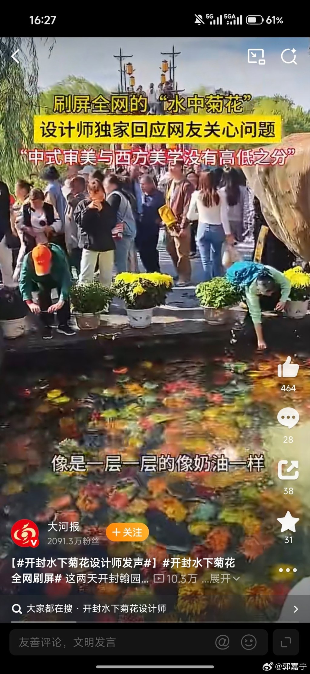 開封水下浮菊打破賞花只可在地上的固有思維,大獲好評。 開封水下浮菊打破賞花只可在地上的固有思維,大獲好評。