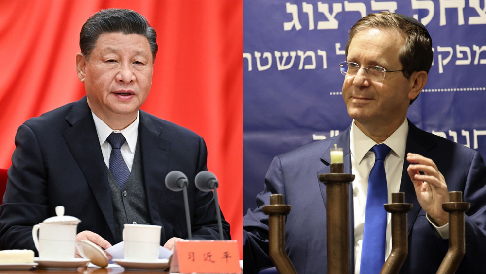 習近平與以色列總統赫爾佐格就中以建交30周年互致賀電。AP/新華社圖片