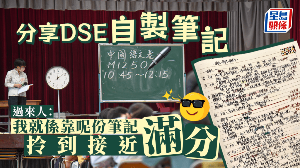 網民分享DSE中文科範文自製筆記。