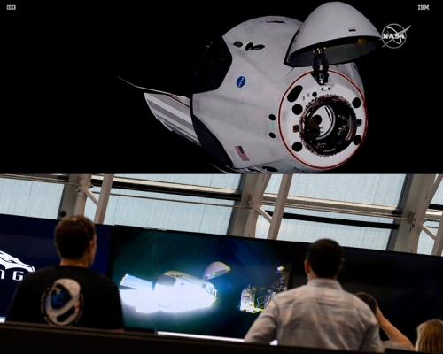 SpaceX龙飞太空船与国际太空站成功接合。AP图