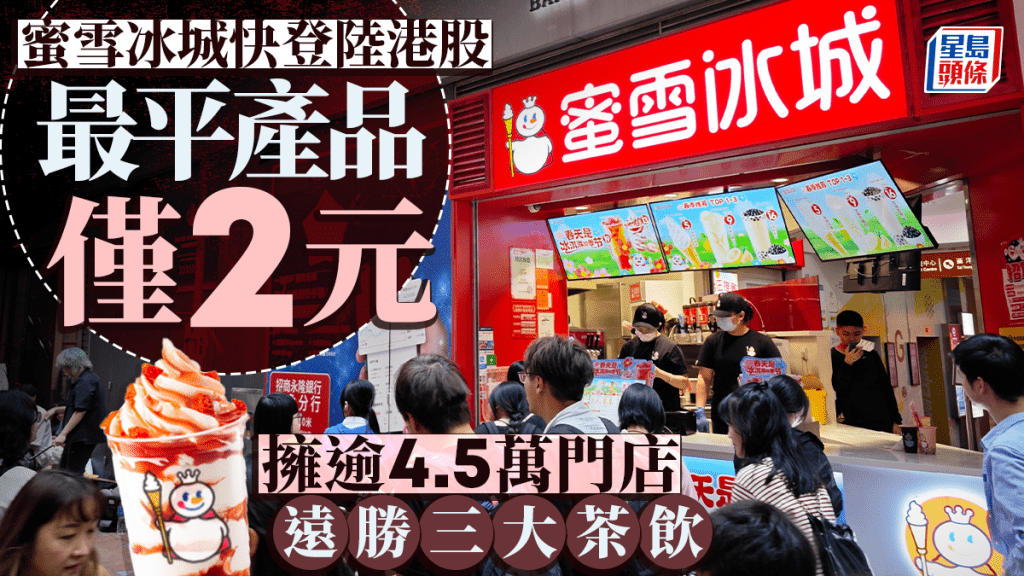 蜜雪冰城香港上市在即 逾4.5萬分店 最平產品僅2元 遠勝3大茶飲股