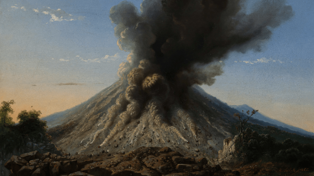 拉登·薩爾《日間默拉皮火山爆發》，1865年作，估價：700,000 - 1,300,000新加坡元。