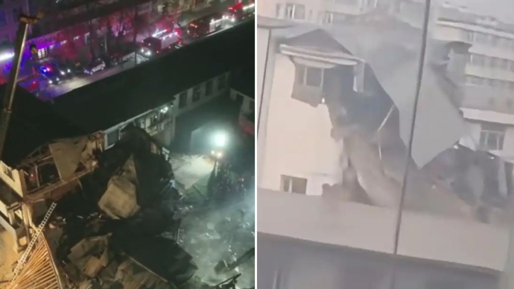 黑龍江一建築物坍塌，9人被困。