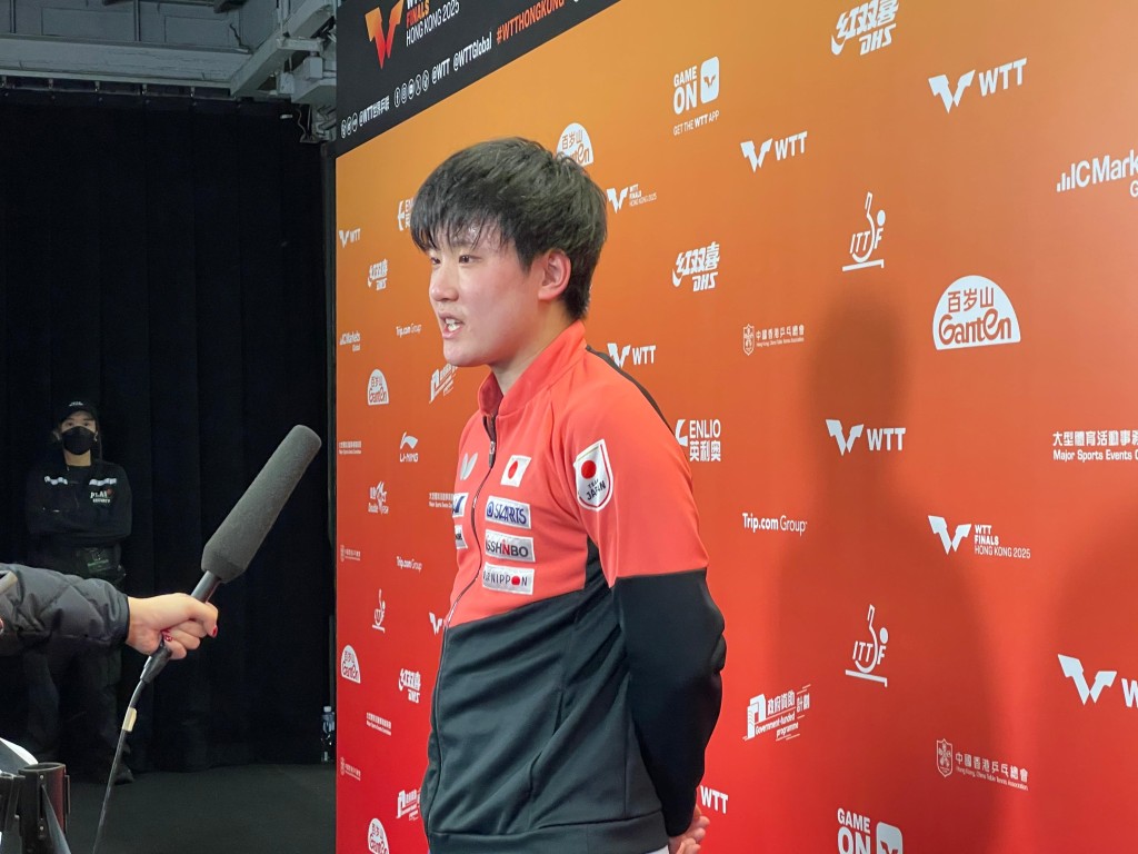 張本智和賽後可以用英文及普通話接受訪問。徐嘉華攝 張本智和賽後可以用英文及普通話接受訪問。徐嘉華攝