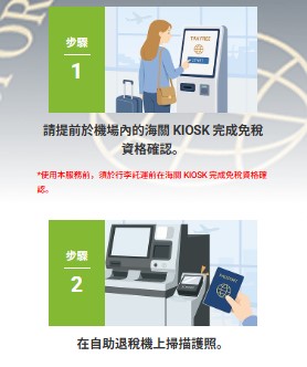 Glory「Self Tax Refund」:先完成免税资格判定,再扫描护照、确认退款资料并领取退款。 Glory「Self Tax Refund」:先完成免税资格判定,再扫描护照、确认退款资料并领取退款。