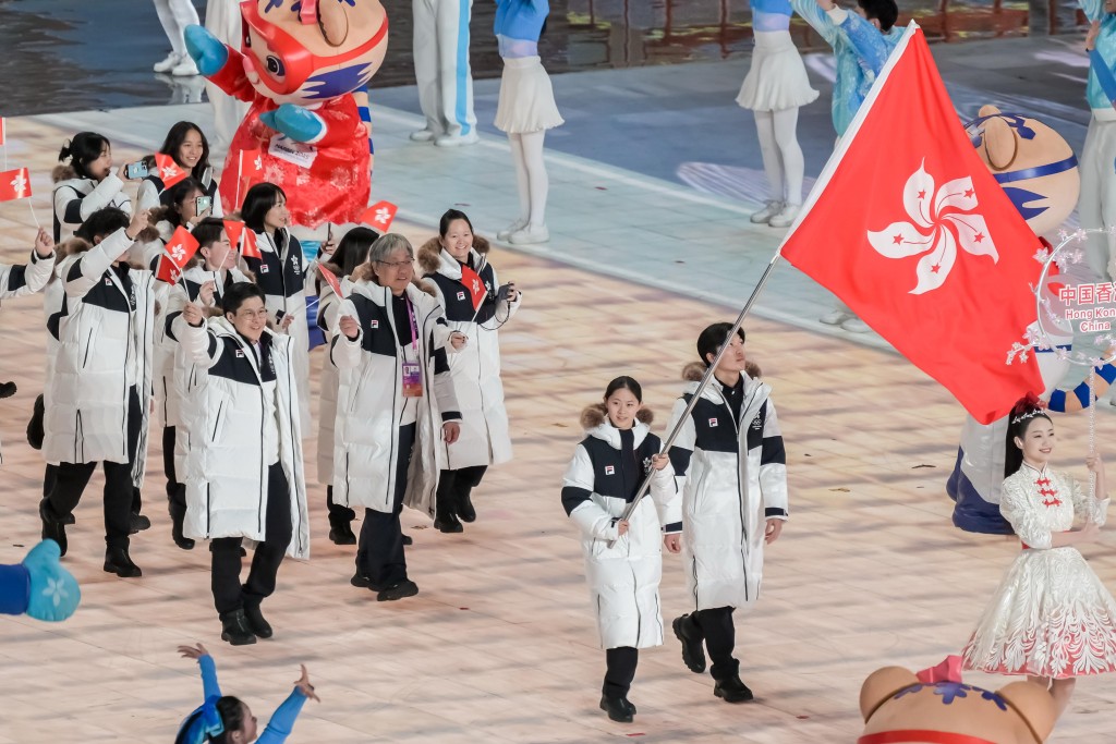 港隊出席亞冬運開幕禮。 港協暨奧委會圖片