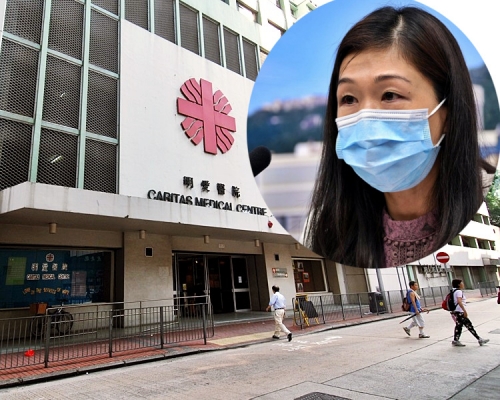 何婉霞(小圖)指，一名確診女警早前到明愛醫院求醫時，拒絕戴口罩，兩名抽血員需隔離。