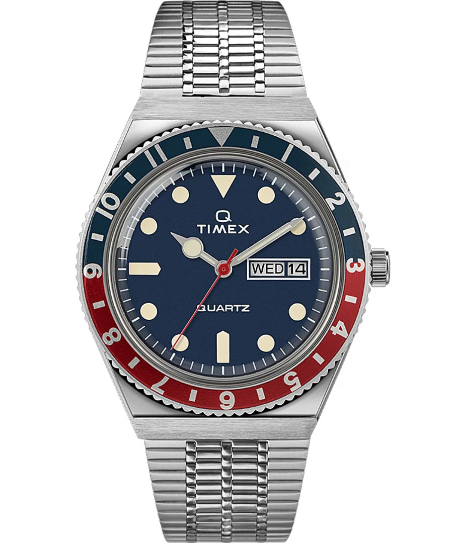 1. Timex Q Timex Reissue 38mm Stainless Steel Bracelet Watch;於1979年首度面世的復古表款