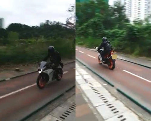 有網民拍攝到一名一身黑衣的鐵騎士駕駛電單車，在屯門龍門居附近一條單車徑上行駛。影片截圖