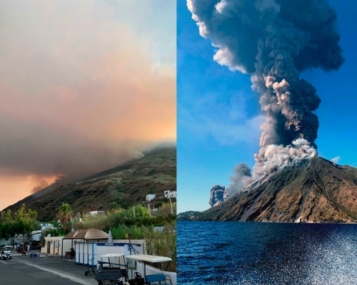 意大利斯特龍博利火山爆發。AP