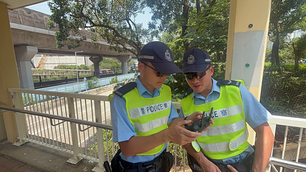 警方使用無人機進行執法。楊偉亨攝 警方使用無人機進行執法。楊偉亨攝