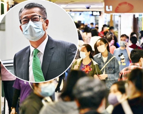 陳茂波(圓圖)下午公布消費券詳情。