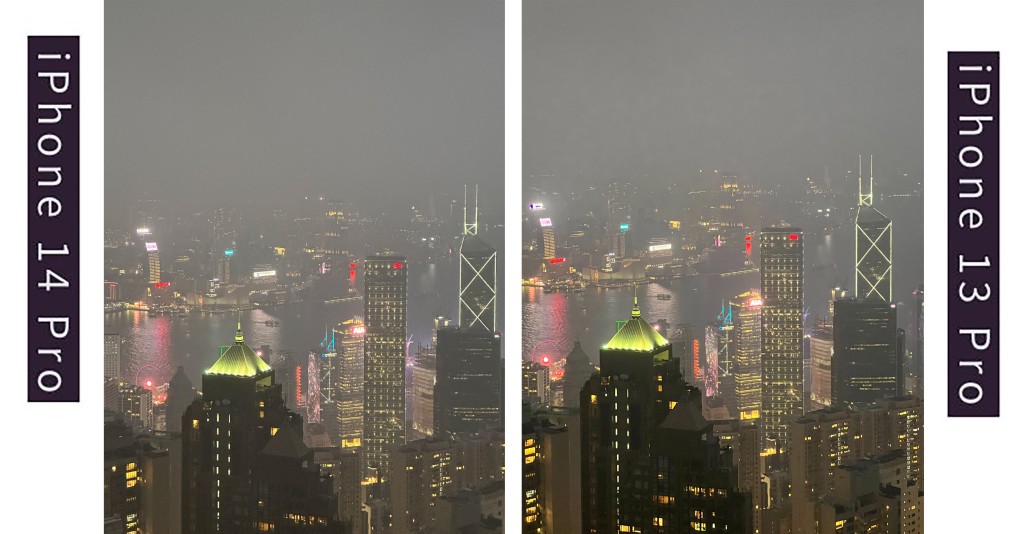 3×遠攝鏡夜景試拍，由於iPhone 14 Pro光圈更大，景物亮度有所提。
