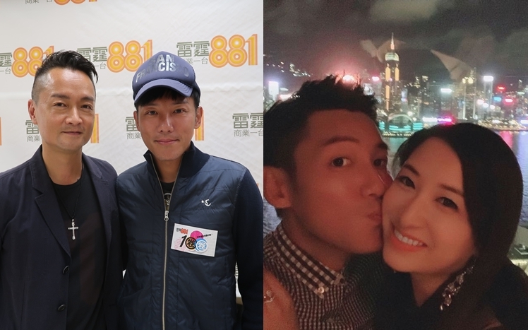 張頴康接受節目主持 梁泰來（左一）訪問，分享跟太太麥雅緻相識經過。