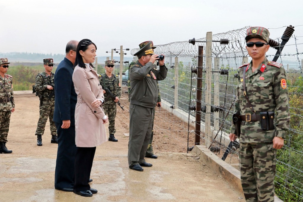北韓領導人金正恩胞妹金與正近日巡視南部邊境。法新社 北韓領導人金正恩胞妹金與正近日巡視南部邊境。法新社